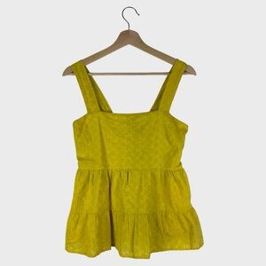 AQUA Yellow Sleeveless Peplum Top